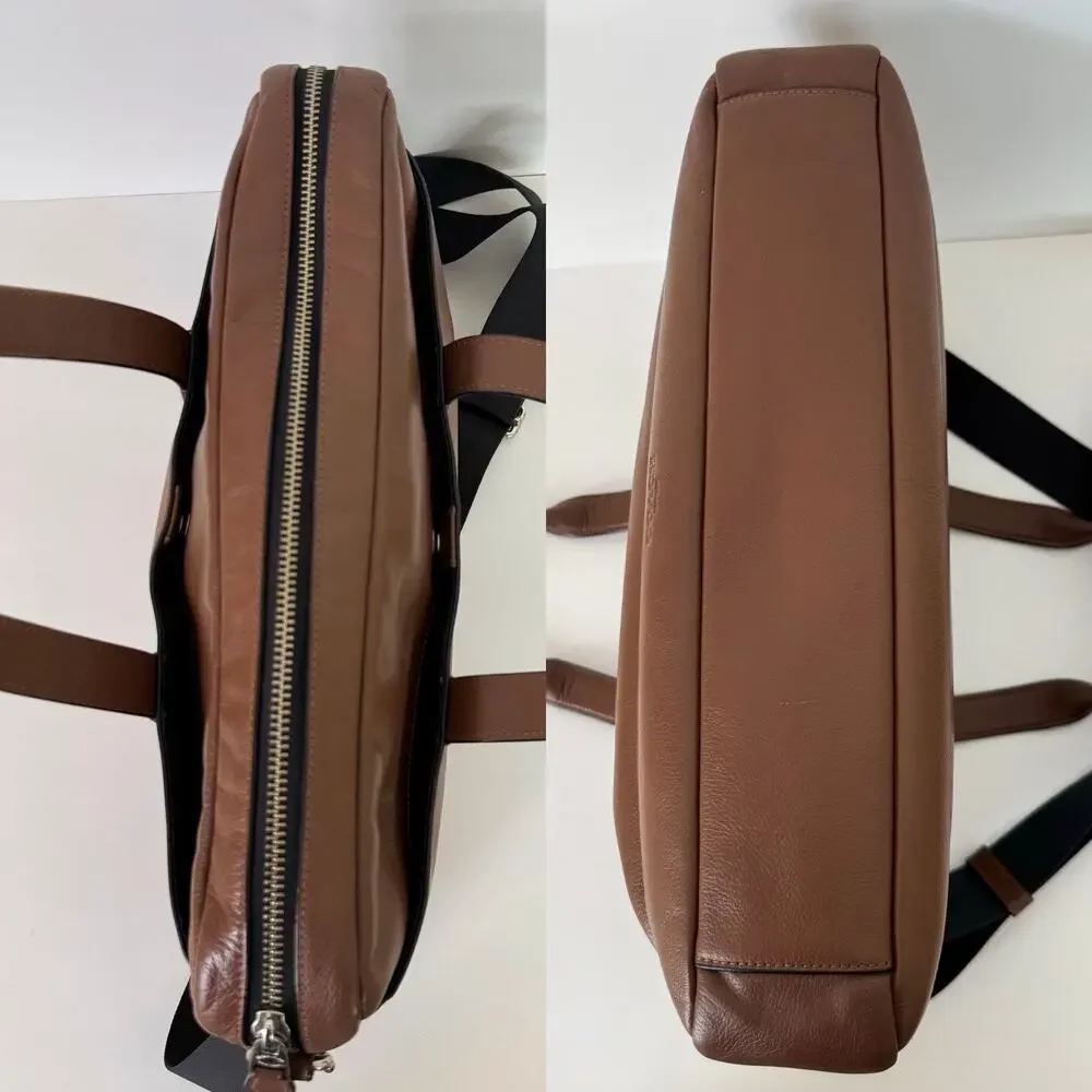 Coach Hamilton Leather Briefcase Laptop Bag Business Travel Saddle Brown F22529